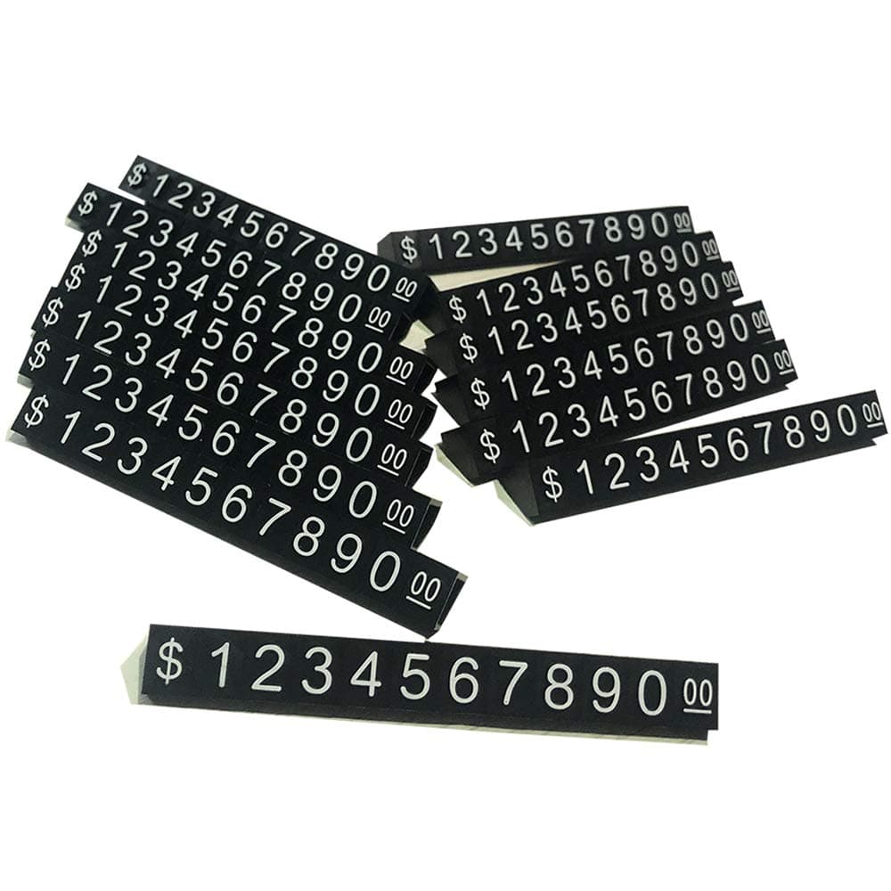 Price Tag Cube Adjustable Assembly Number Angled Pricing Counter Display Stand Label Sale Price 14 Sets (Black, Large)