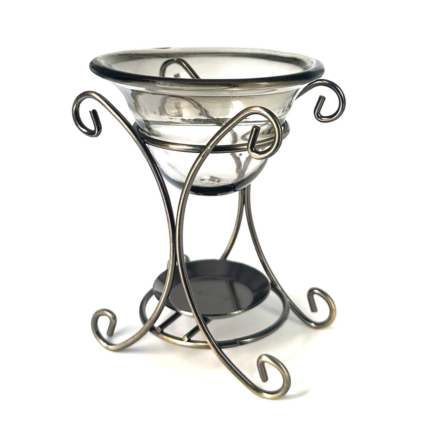 Bronze Vintage Metal Tea Light Candle Holder Wax Warmer Aromatherapy Essential Oil Burner (Style 2)