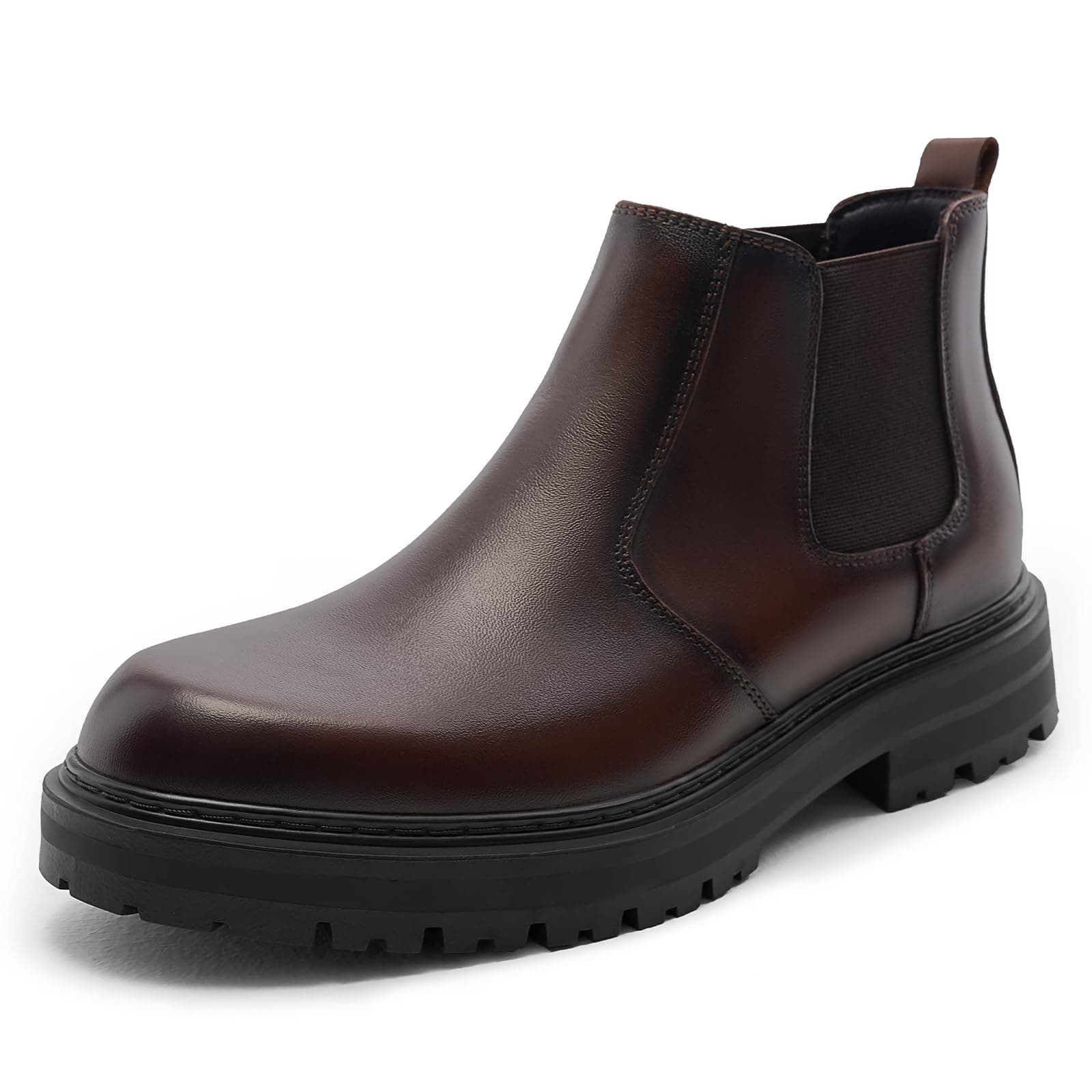 Men's Wide Toe Box Platform Chelsea Boots Slip-On Casual Ankle Dress Boot