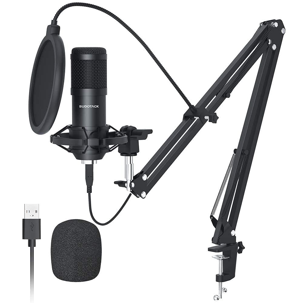 USB Condenser Microphone for PC: Cardioid Recording Mic Kit with Boom Arm for Podcasting, Twitch, Gaming, YouTube, Streaming, Home Studio, Voice-over (ST-800)