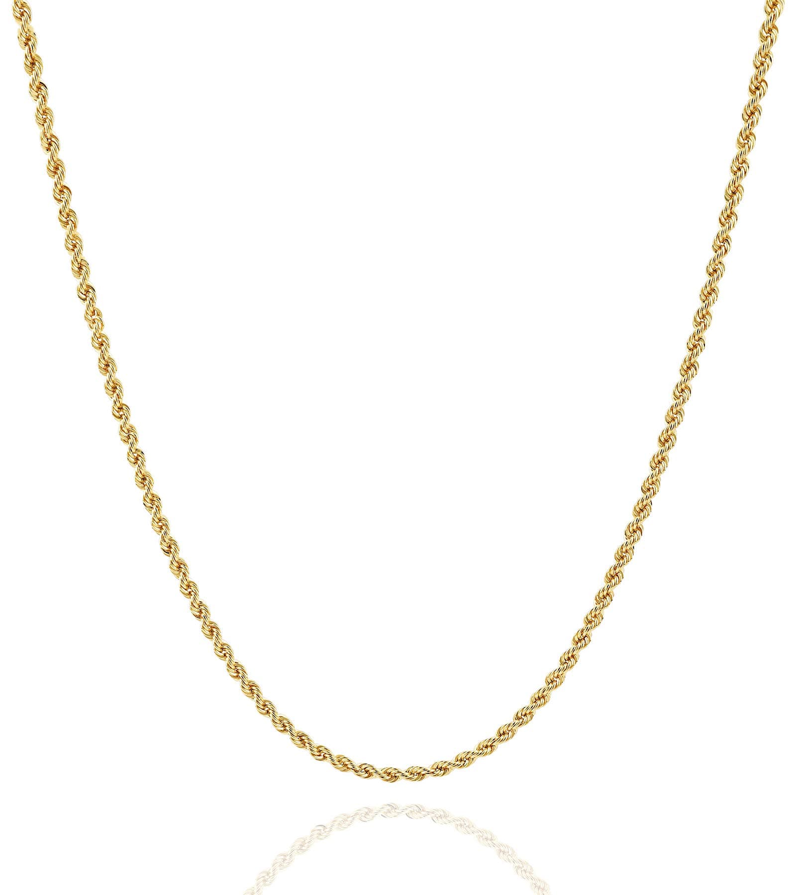Gold Chain Necklace Collection - 14K Solid Yellow Gold Filled Rope Chain Necklaces for Women and Men with Different Sizes (2.1mm, 2.7mm, or 3.8mm)