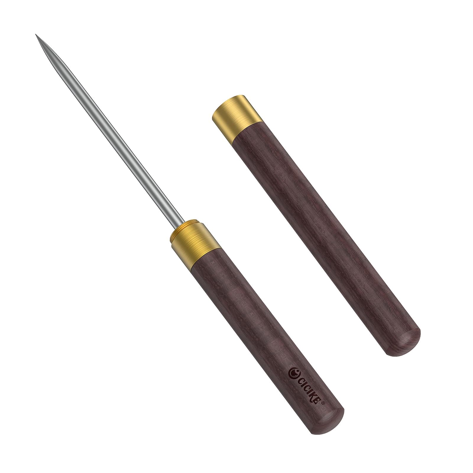 Heavy Duty Ice Pick with Safety Cover - Stainless Steel Wood Handle Ice Chipper for Breaking Ice in Freezer, Kitchen & Bartending - Also for Fishing & Crafts (9 Inch)