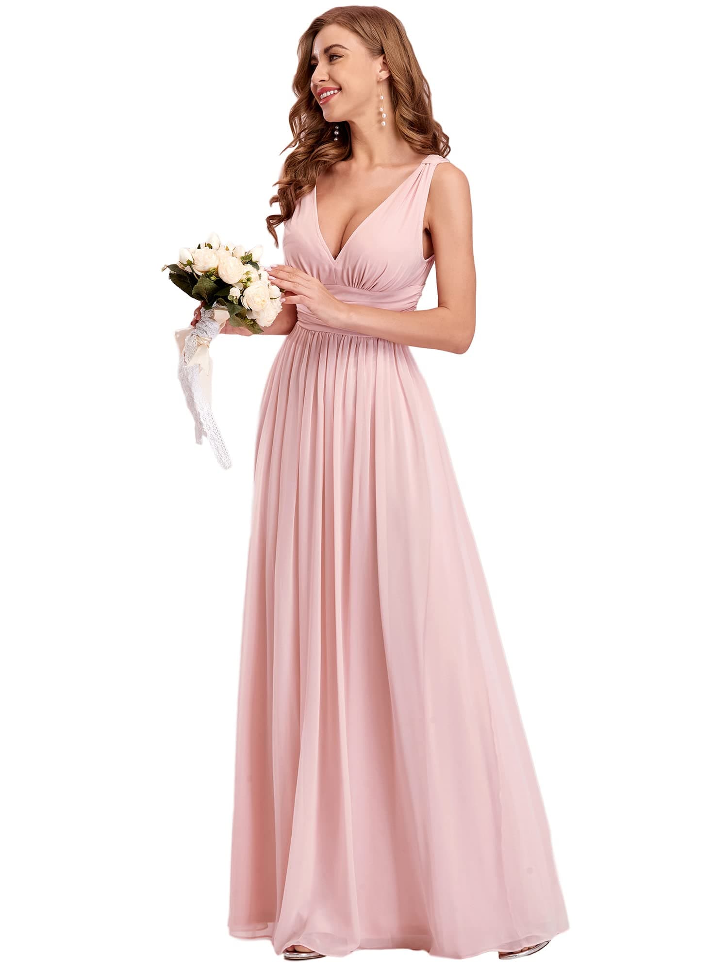 Ever-Pretty Womens Bridesmaid Dress V-Neck Sleeveless A Line Chiffon Floor Length Formal Dress 09016