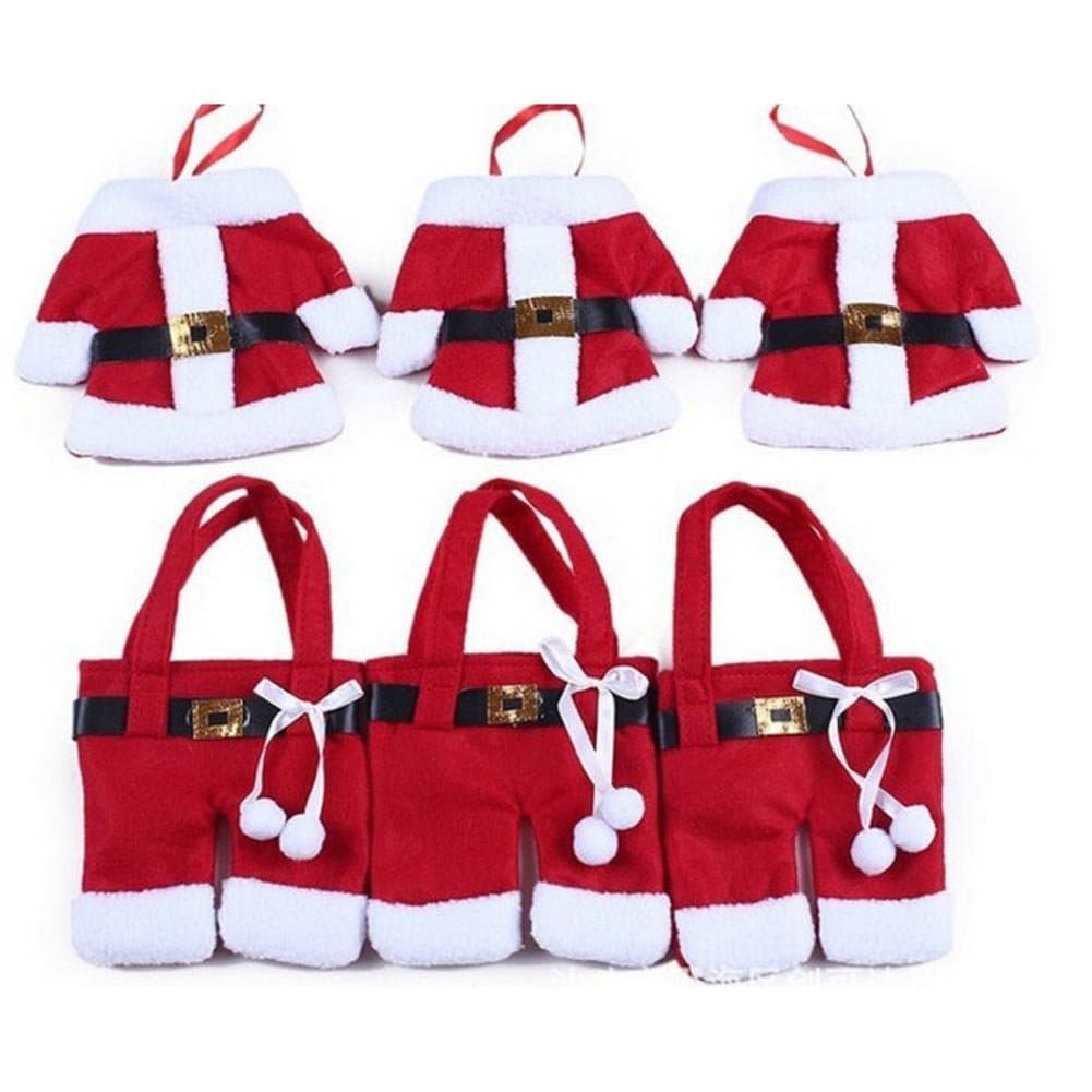 6pcs Santa Suit Christmas Cutlery Holders xmas Table Decoration Place Setting Gift