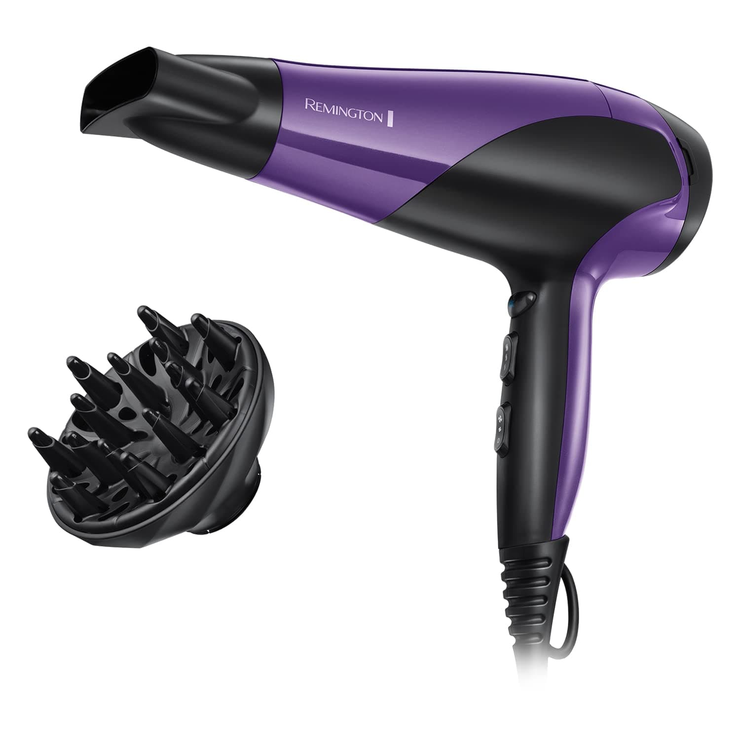 Hair Dryer Ionic (Powerful, Fast Professional Styling, Diffuser, Concentrator, Ionic Conditioning for Frizz Free Hair, 3 Heat / 2 Speed Settings, Cool Shot, 2200W, Purple) D3190
