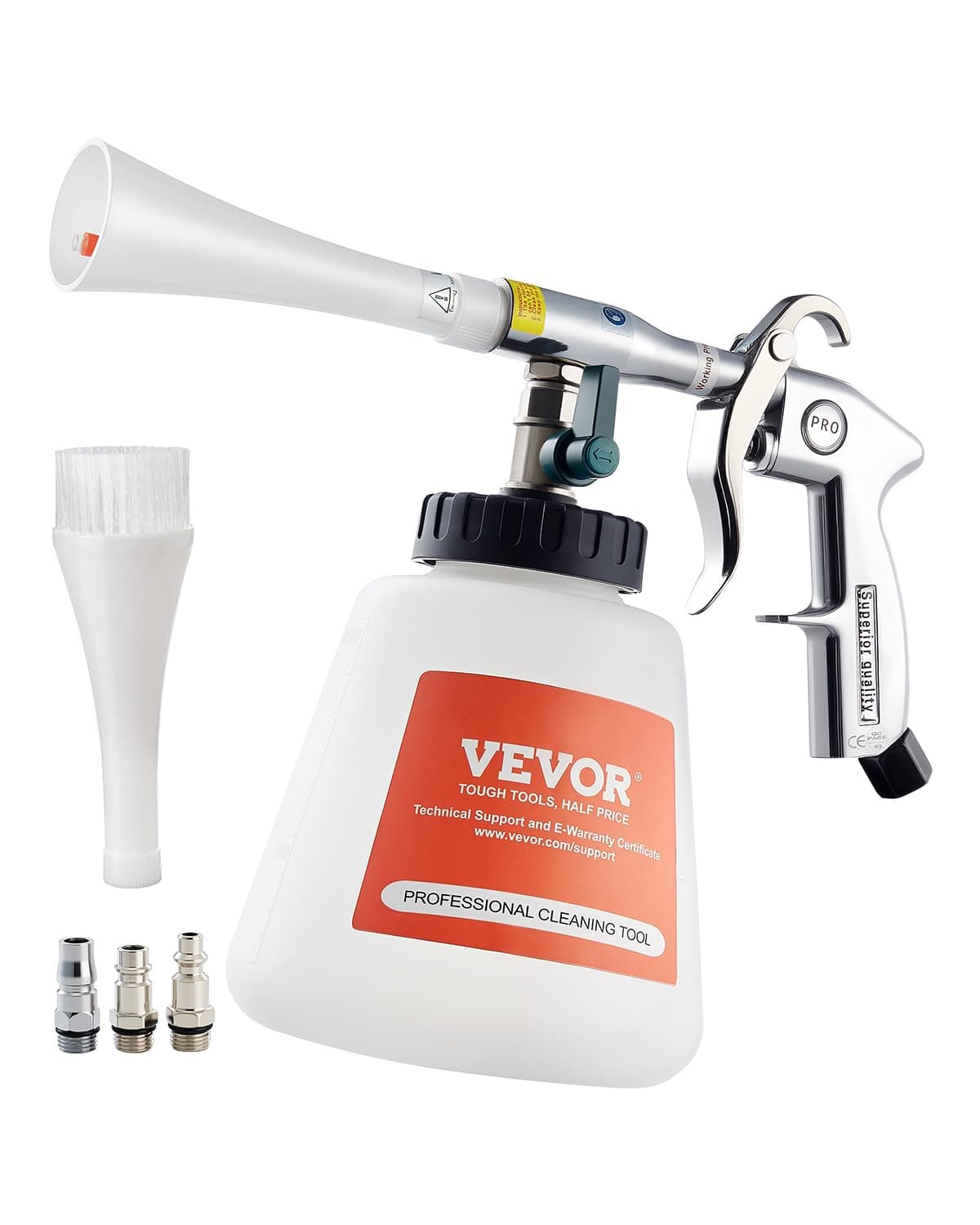 VEVOR Car Cleaning Gun, 6-9.2 Bar High-Pressure Air Blow Gun with 2 Set Nozzles & 1L Liquid Bottle, Vortex Cleaning Gun, Quickly Blasts Dirt and Dust from Surface, Work with 1/4 NPT Air Compressor