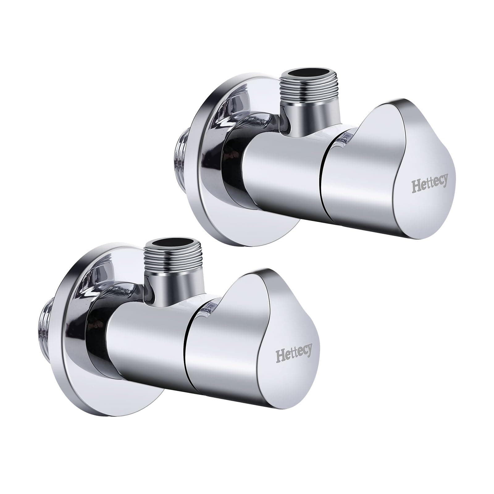 Angle Valve 2 Pack Shut Off Angle Stop Valve 1/2'' x 3/8'' 1/4 Turn Water Control for Faucet & Toilet American Thread Polished Chrome (silver)
