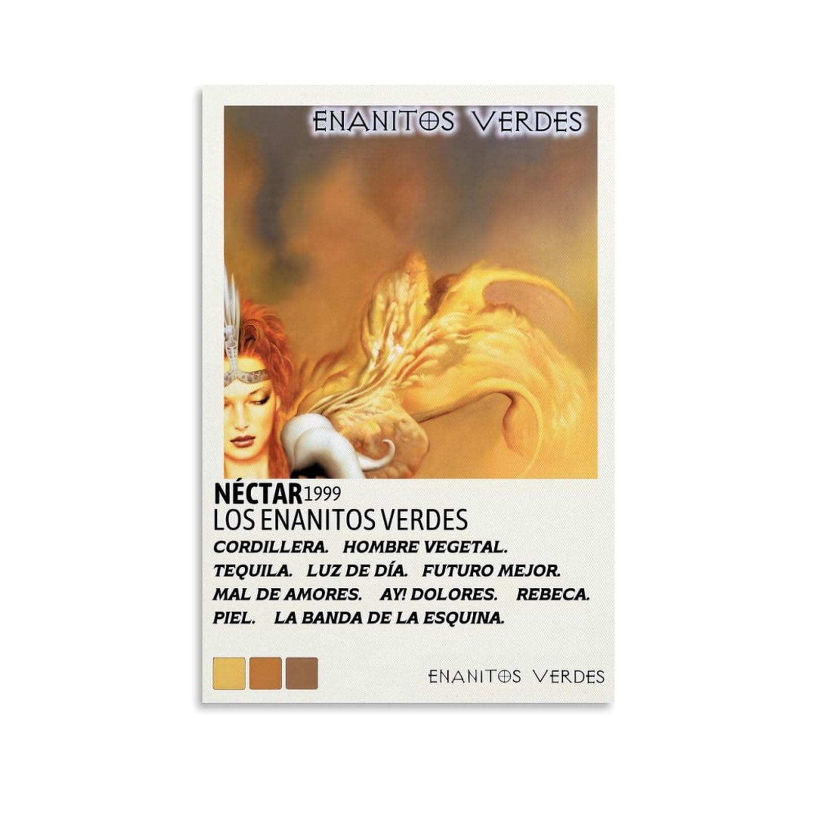 Los Enanitos Verdes NECTARAlbum Cover、Music Album Poster Decoration Painting Canvas Wall Poster And Art Picture Printing Modern Home Bedroom Decoration Poster20x30inch(50x75cm) Unframe-style
