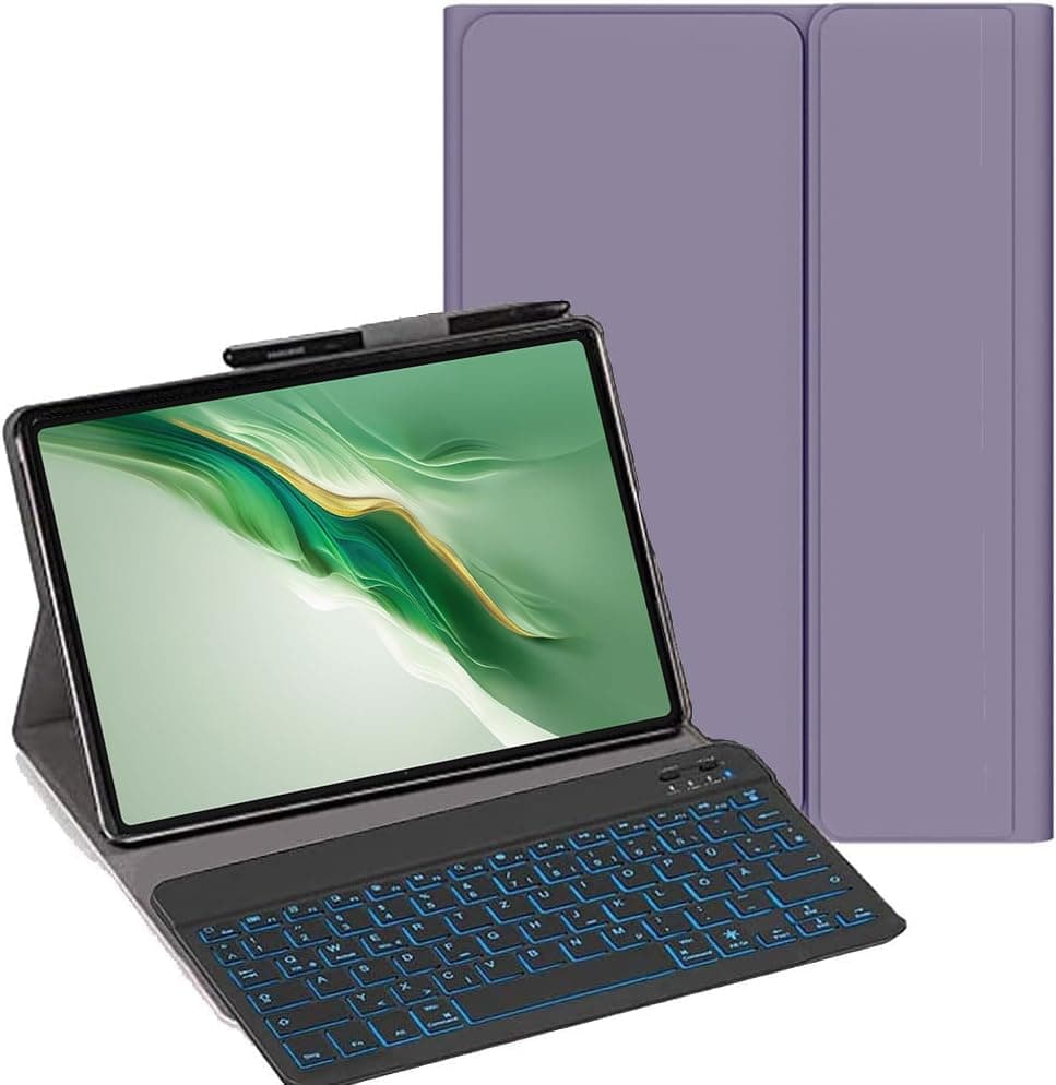 Keyboard Case for Honor Magic Pad 2 Tablet 12.3 Inch - (QWERTY Layout) 7 Colors Backlit Ultra Slim Flip Wireless Keyboard Stand Case for Honor Magic Pad 2 Tablet 12.3 Inch, Purple