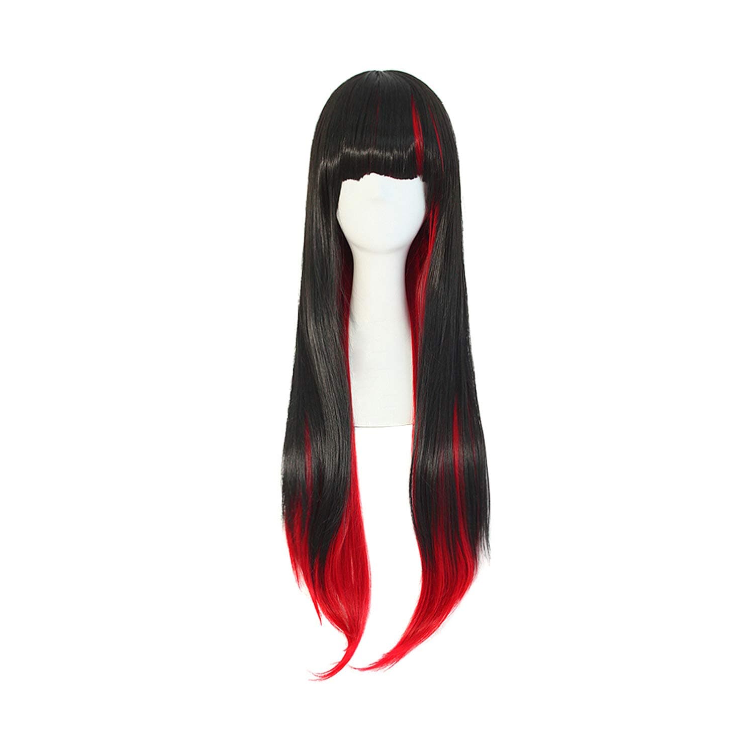 MapofBeauty 30 Inch 75cm Harajuku Style Mixed Black/Red Long Straight Cosplay Wig