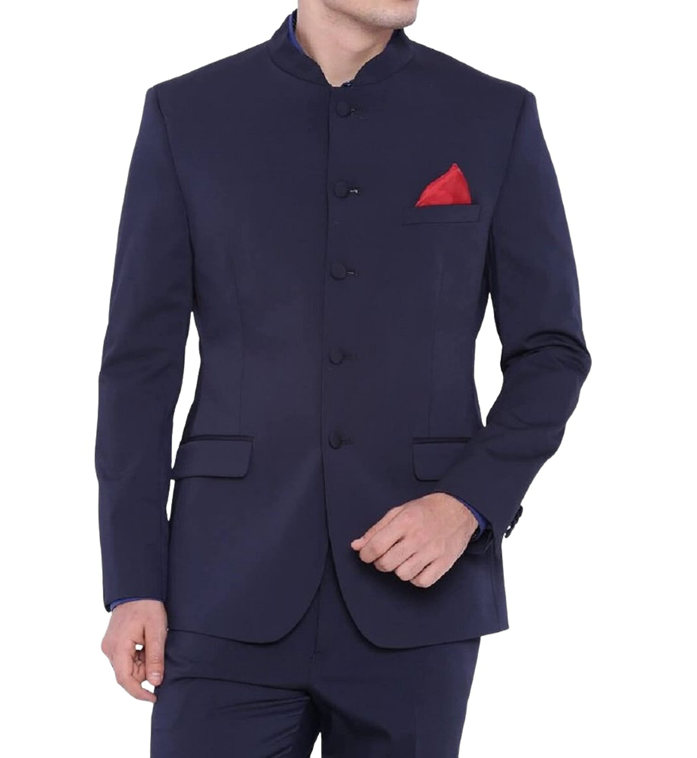Mansi Textiles Men's Nehru Grandad Collar Suit Ideal Weddings