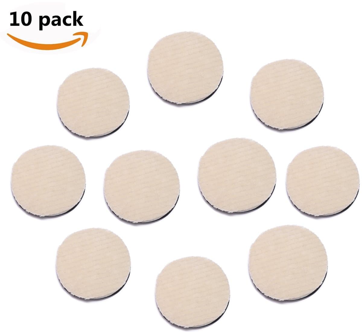 OKAYDA 100% Wool Polishing Pad with Sponge Buffer and Hook & Loop Back Wool Waxing Pad for Auto Car 2" 10pack