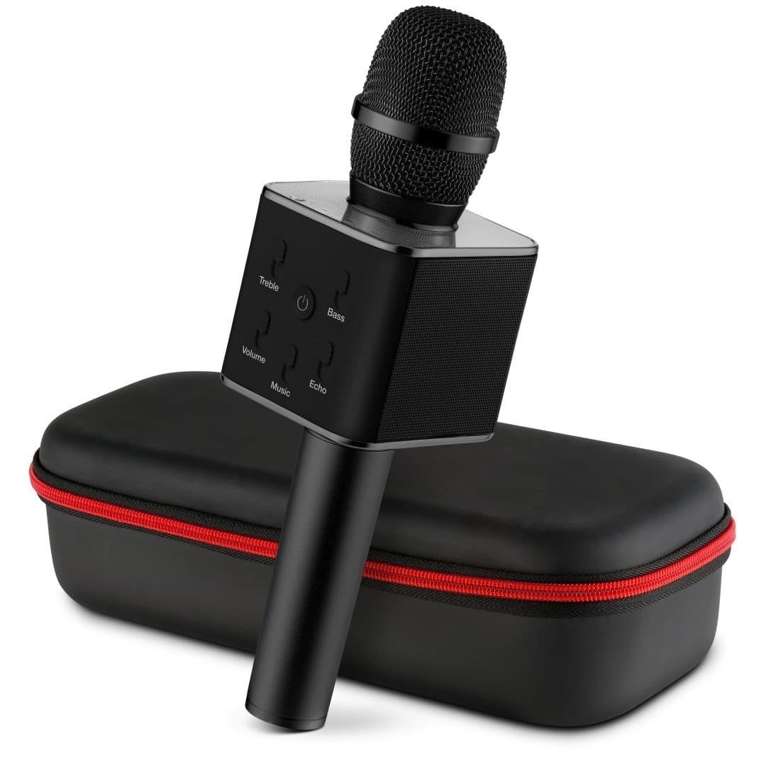 Wireless Microphone Karaoke Mic Amplifier Machine Bluetooth Handheld Portable Broadcast, Present, Youtube Songs Connect Android, Apple & Computers - By Karaoke-Mike(Black)