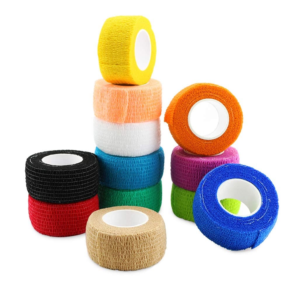 Nexxxi 12 Pack Self Adhesive Elastic Bandage - Medical Tape Cohesive Bandage Tape Gauze Roll for Sports, Wrist, Ankle,ect(1 inches Wide and 5 Yards Long)
