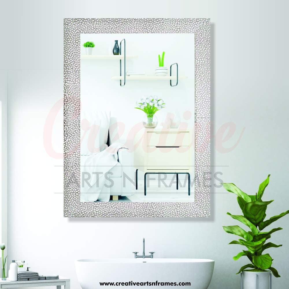 Creative Arts n Frames 15x39 inch Full Length Dressing Chevel Long Fiber Wood Rectangular Framed HD Mirror Home Wall Living Room Decor Items (Silver White 18x24)