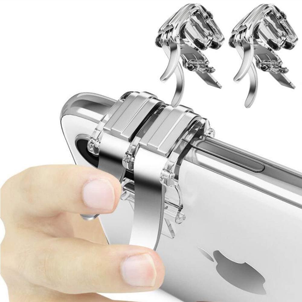 BOLAKER W6 Shooter Controller PUBG ROS Trigger Fire Aim Button for Mobile Game 1 Pair PUBG Mobile Game Fire Button Phone Gaming Trigger Shooter Controller (Left + Right)