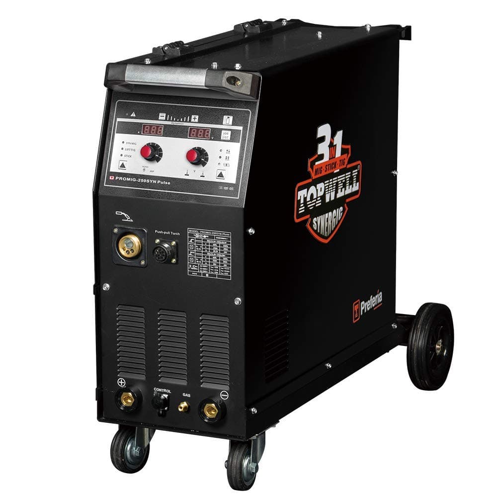 Topwell 250A Ture Pulse Mig Welder M.S/S.S/AL welding with master's Jobs-list PROMIG-250SYN PULSE
