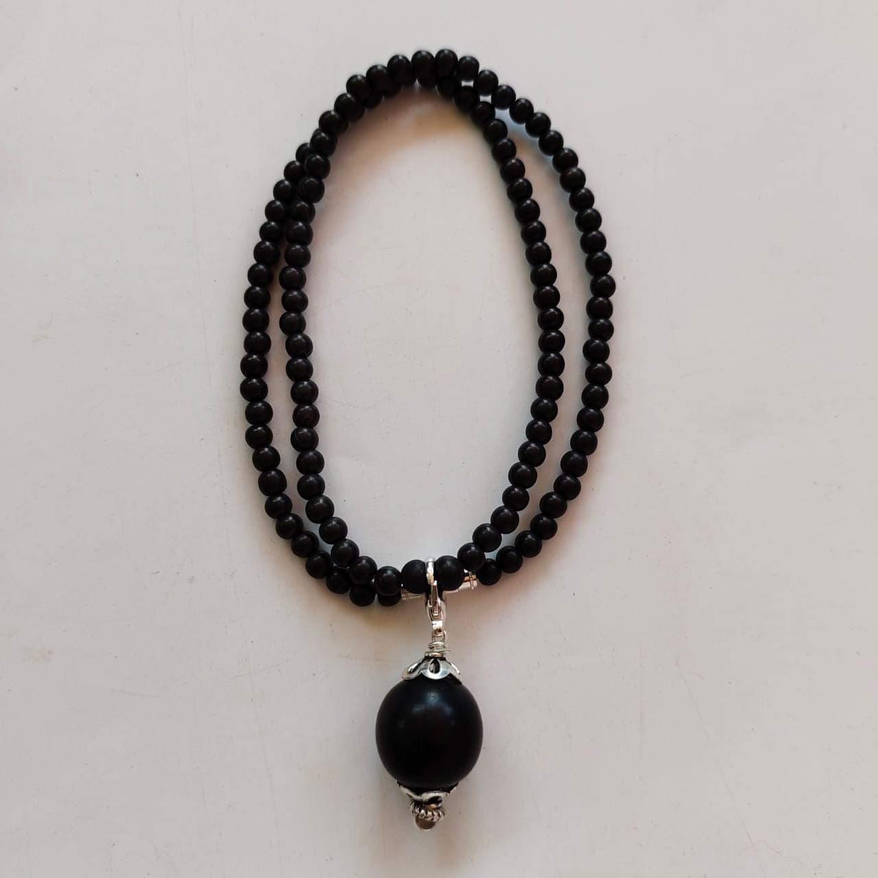 Karungali kattai Ebony Wood Chain with 18 mm Bead (Black)