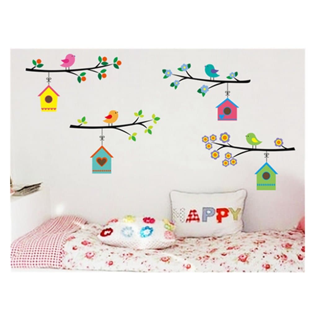 Giftpocket Birds' Home Removable PVC Wall Stickers Kids Room Home Decor Decals
