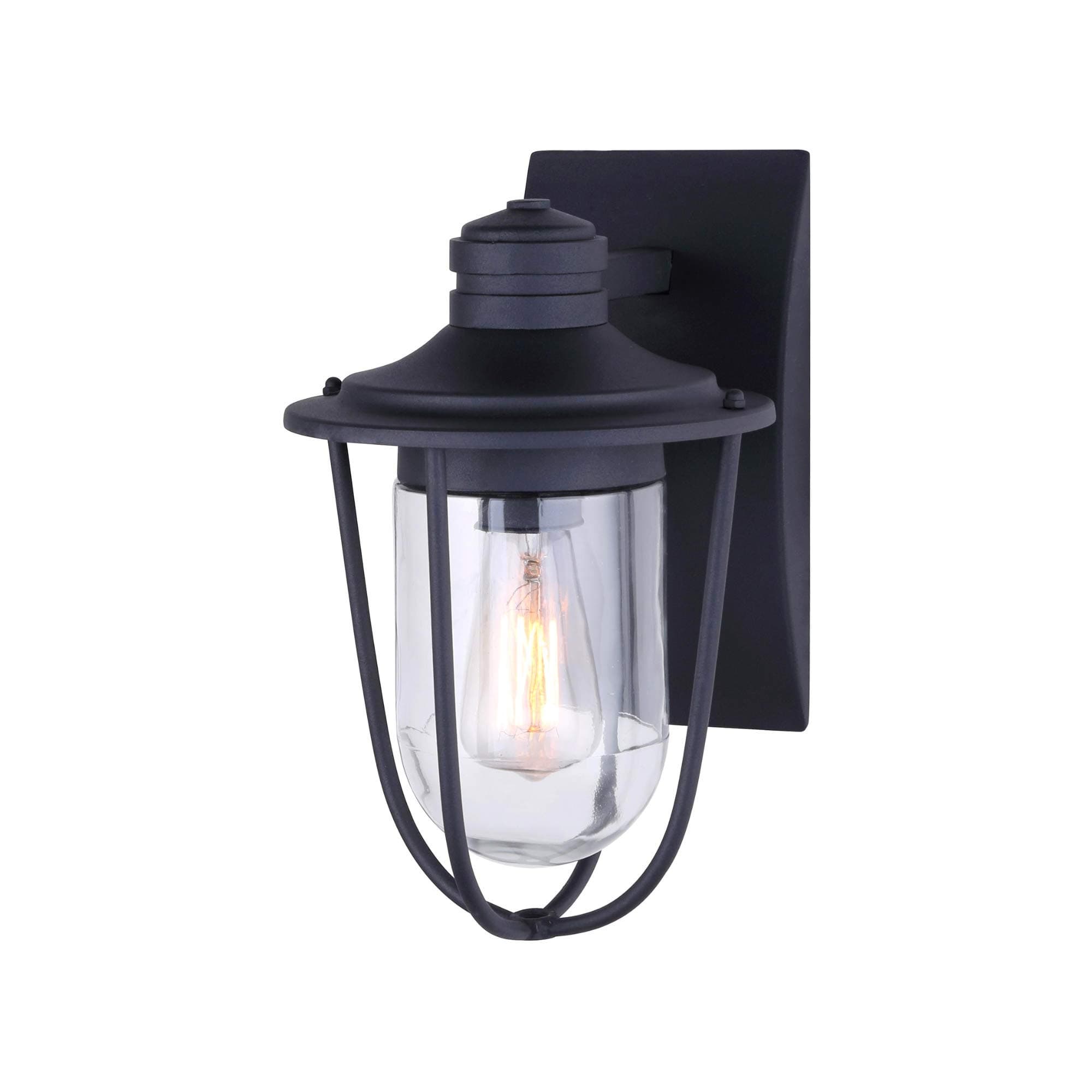 NOMA Outdoor Wall Lantern | Waterproof Outdoor Down-Facing Exterior Light for Front Door, Backyard, Garage, Patio or Décor | Black Finish with Clear Glass Shade (Single-Pack, Black)