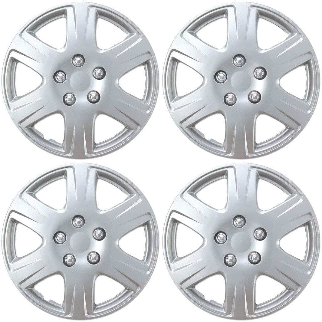 BDK HK993 Silver 15" Hubcaps Wheel Covers for Toyota Corolla (15 inch) – Four (4) Pieces Corrosion-Free & Sturdy – Full Heat & Impact Resistant Grade – OEM Replacement, 4 Pack