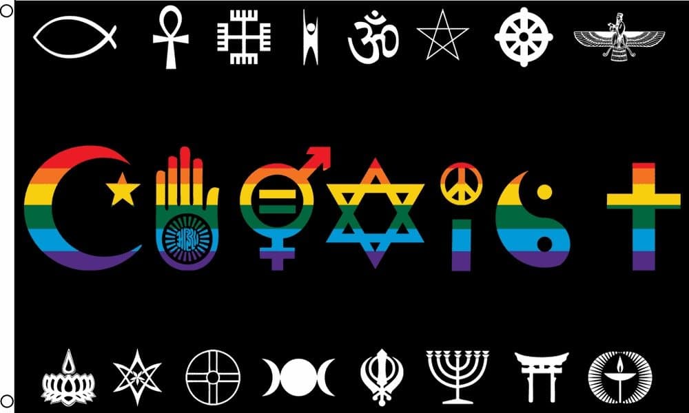 Quality Standard Flags Coexist Rainbow Polyester Flag, 3 by 5'