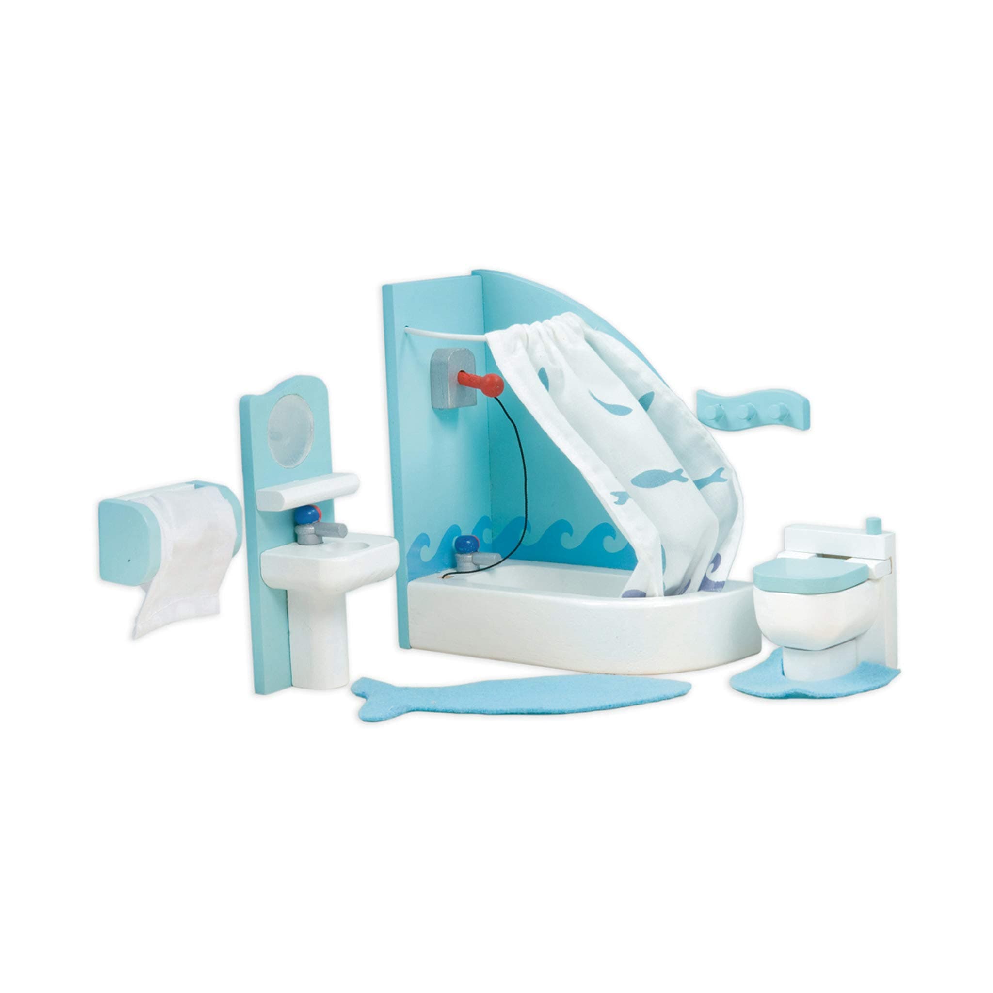 Le Toy Van - Wooden SugarPlum Bathroom Dolls House Accessories Play Set For Dolls Houses | Dolls House Furniture Sets - Suitable For Ages 3+