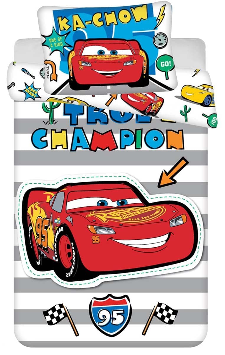 JFabrics Disney Cars Baby Cot Duvet and Pillow Set Boys Toddler Bedding sets Featuring The Iconic Lightening McQueen, Red, 100 x 135 cm - 40 x 60 cm