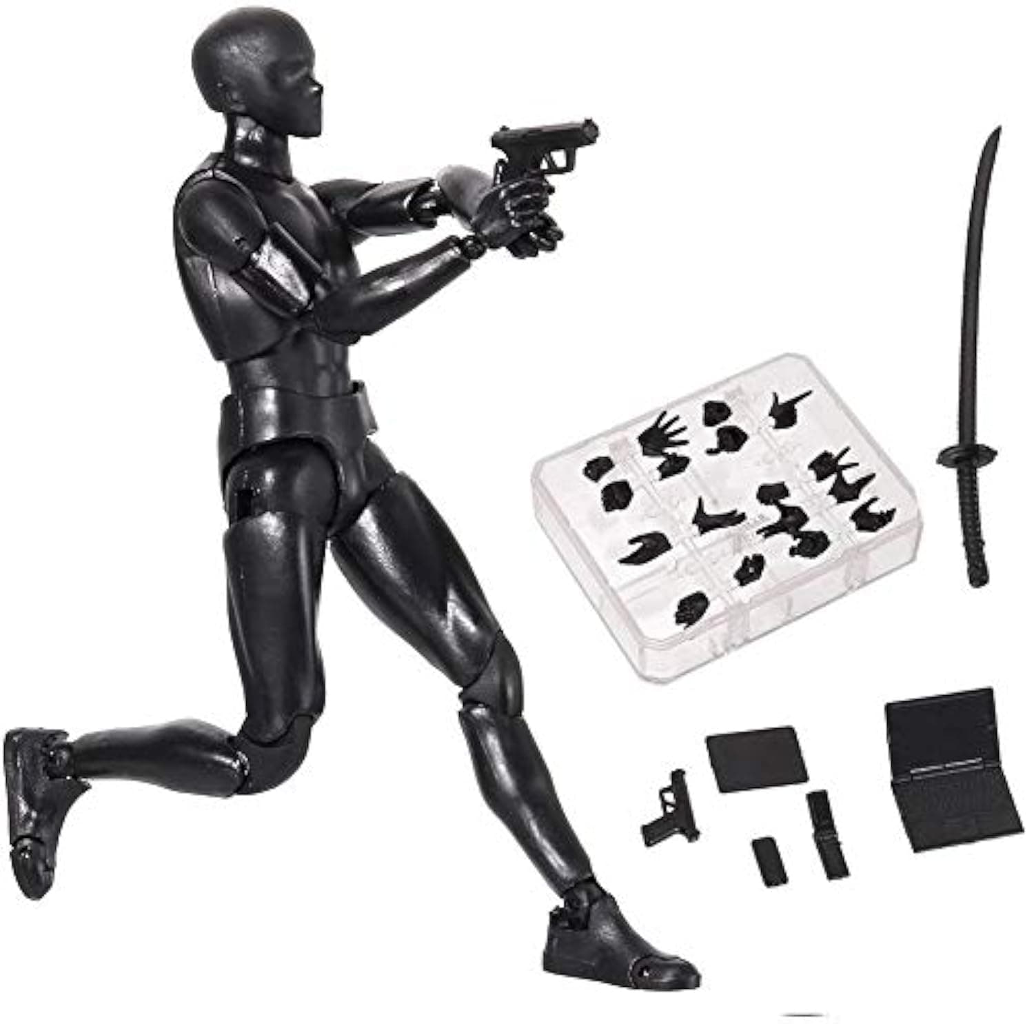 Action Figures Body-Kun DX & Body-Chan DX PVC Figure Model Drawing for S H Figuarts with Box for Artists (Black, Male)