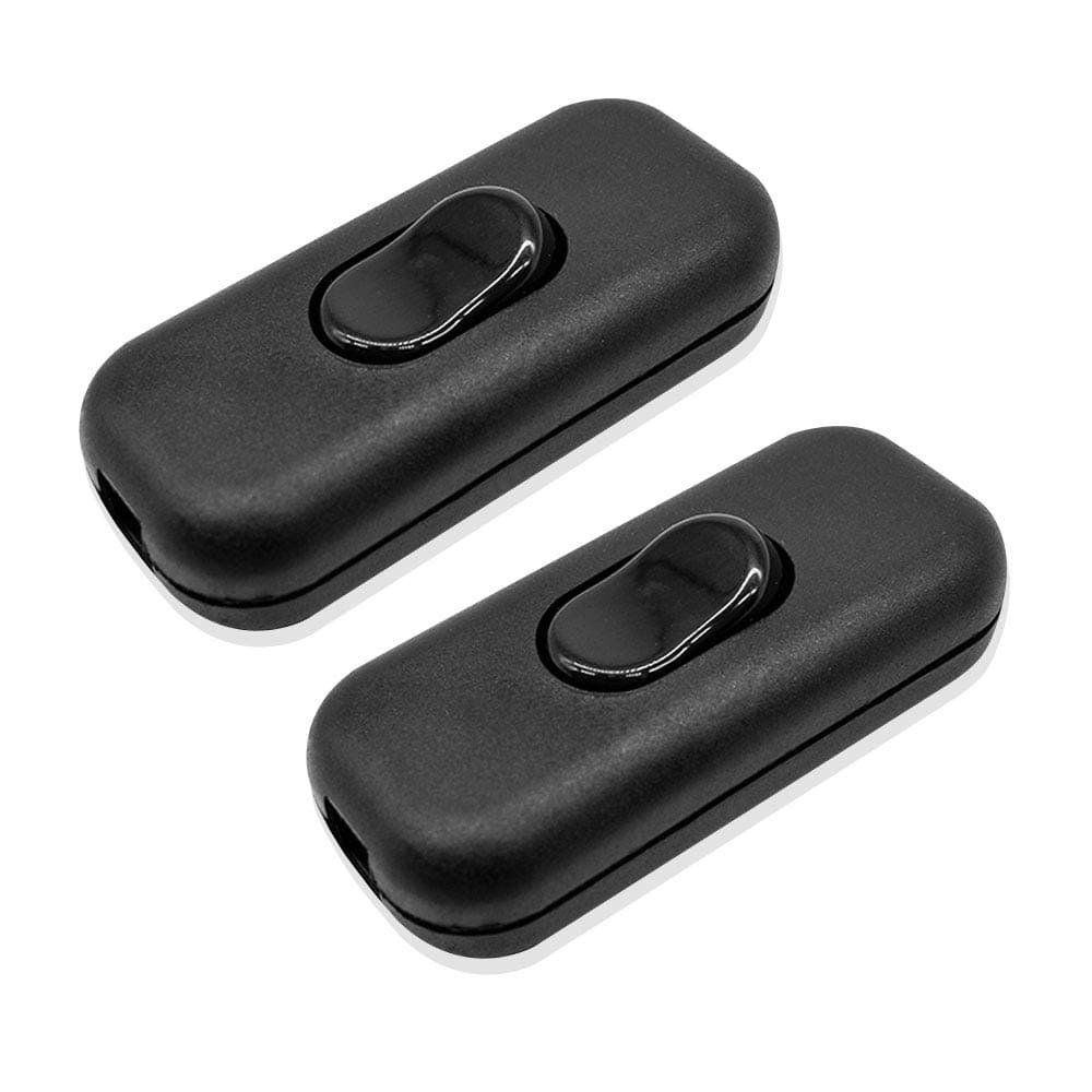 2 PCS Black Low Profile in-Line Torpedo Switch Inline Cord SwitchBulb Switch for Small Appliance or Lamp Accepts 2 Core Round or Flat Wire