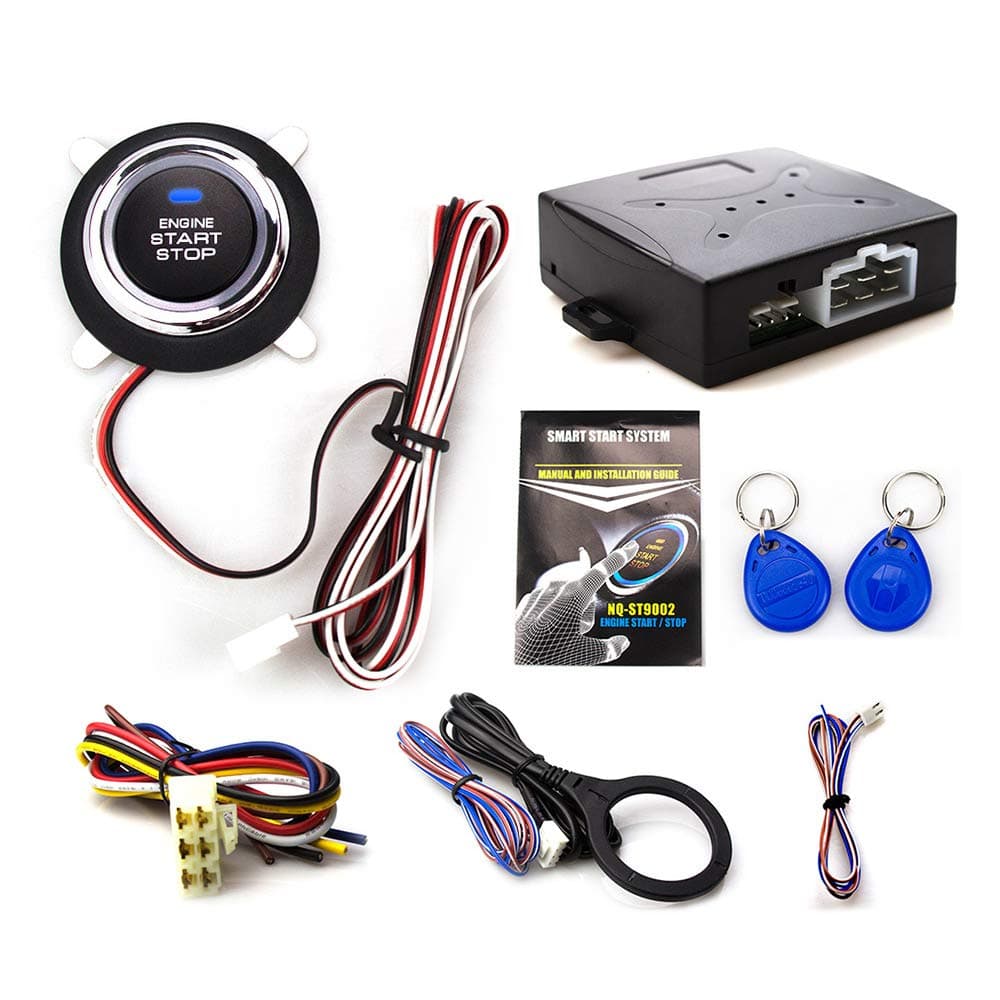 EUNAVI Push Start Ignition Kit, Smart RFID Car Alarm System,Transponder Immobilizer Keyless in, Fits for 12v Cars Carsmate