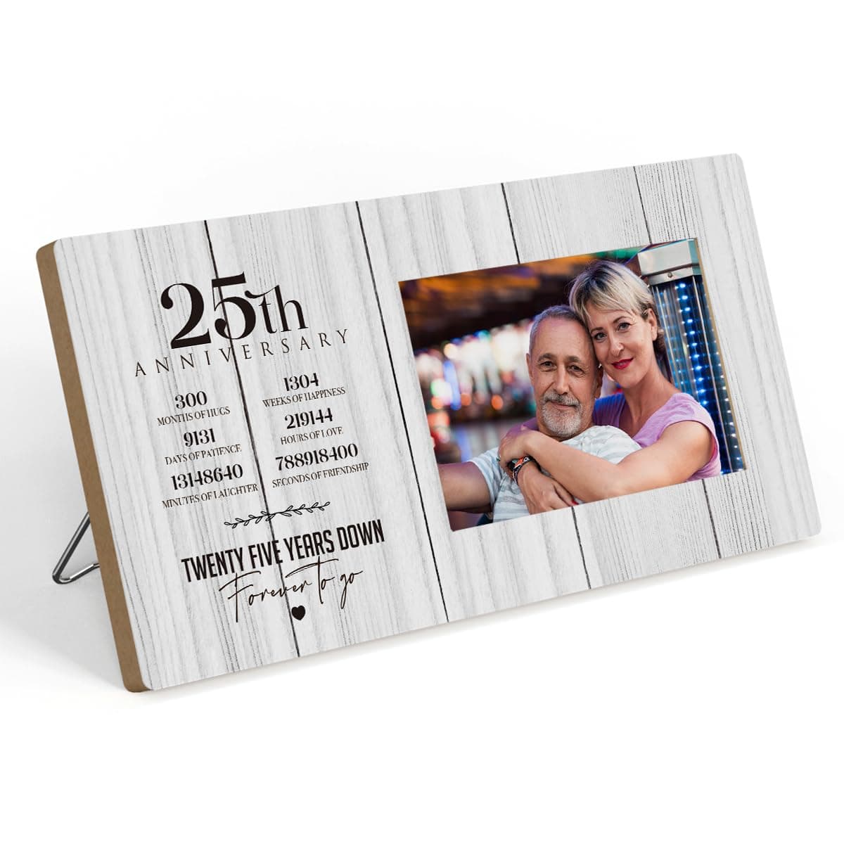 IAXIC 25th Anniversary Picture Frame, 25th Wedding Anniversary for Her Him Couple Husband Wife, Happy 25th Wedding Anniversary Decorations for Wall Desk Tabletop Shelf, 25 Years Wedding Gift Ideas 2