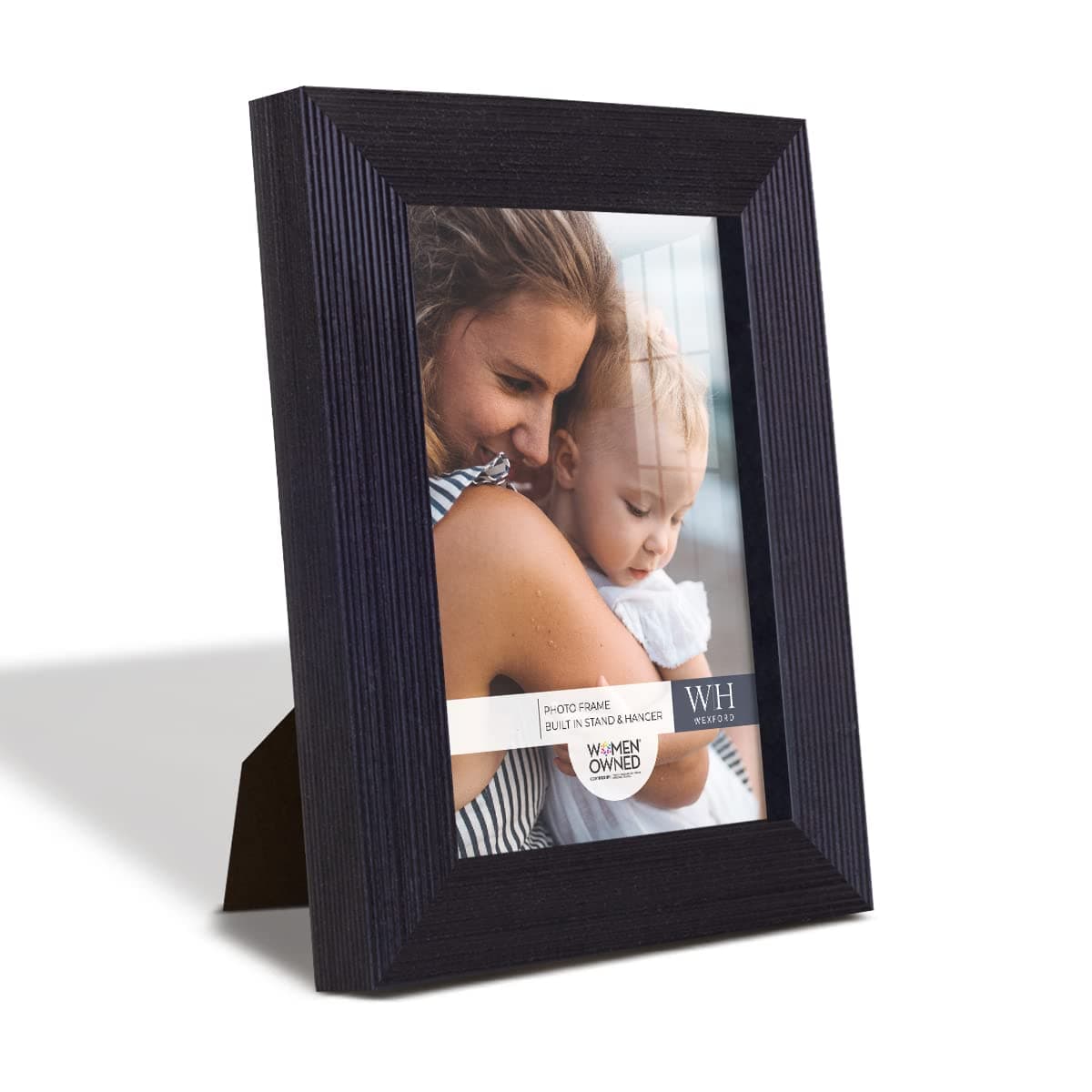 Renditions Gallery 3.5x5 inch Picture Frame Modern Style Wood Pattern and High Definition Glass Ready for Wall and Tabletop Photo Display, Black Frame