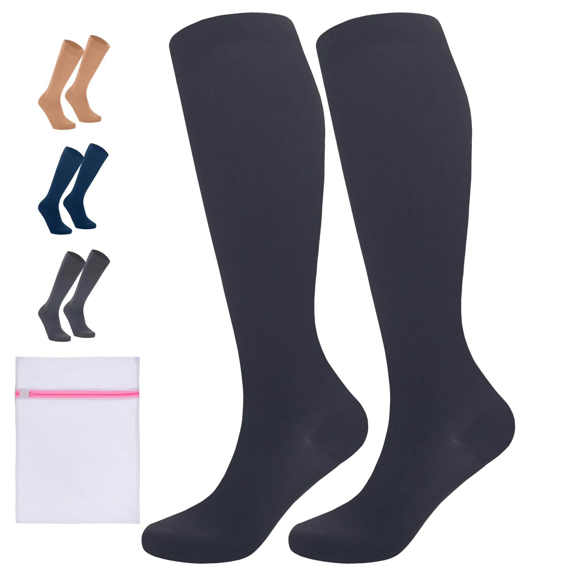 – Compression Socks for Women & Men - 15-20 mmHg Travel Flight Socks – Graduated Support - Ideal for Running, Cycling & during Maternity - with Laundry Bag