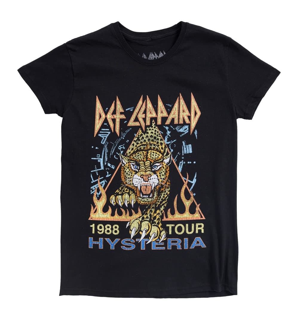 TruffleShuffle Def Leppard Hysteria 88 Tour Black T Shirt with Back Print