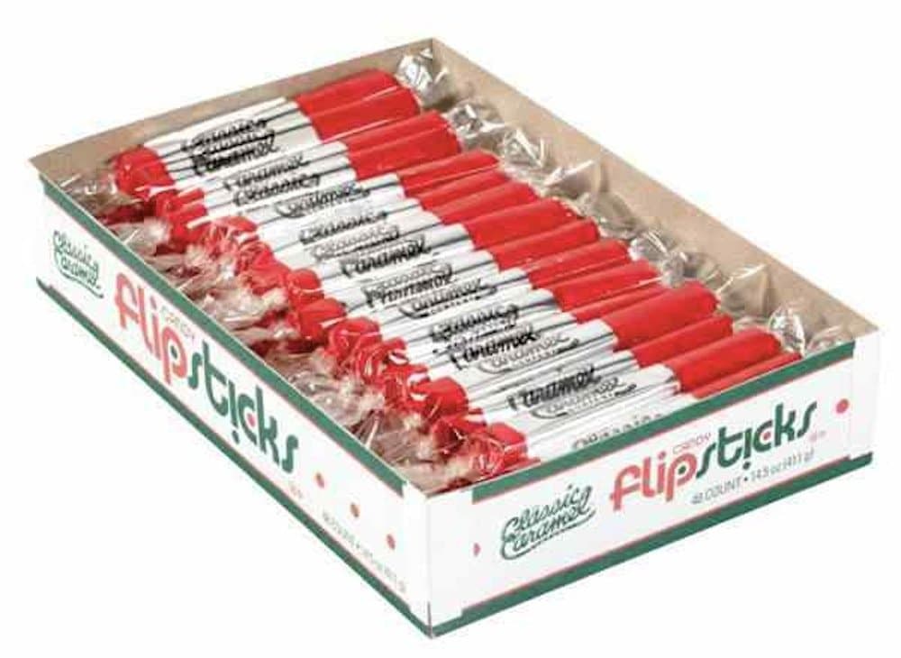 Flipsticks Red Cherry Nougat Taffy Candy 48 Piece Box