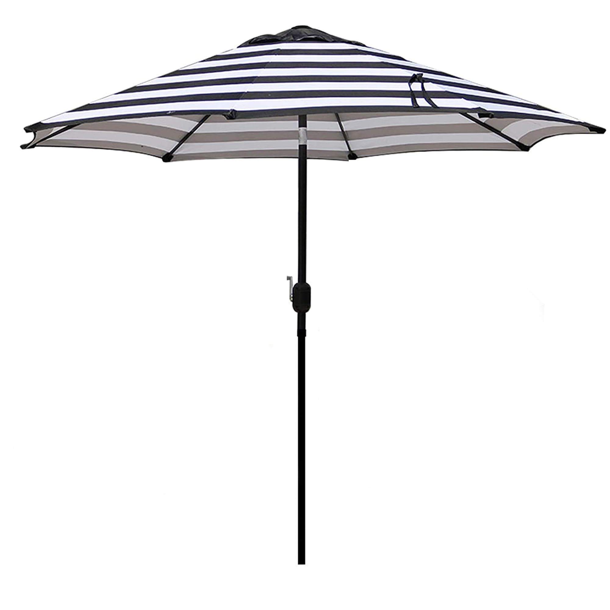 Blissun 9' Outdoor Aluminum Patio Umbrella, Market Striped Umbrella with Push Button Tilt and Crank