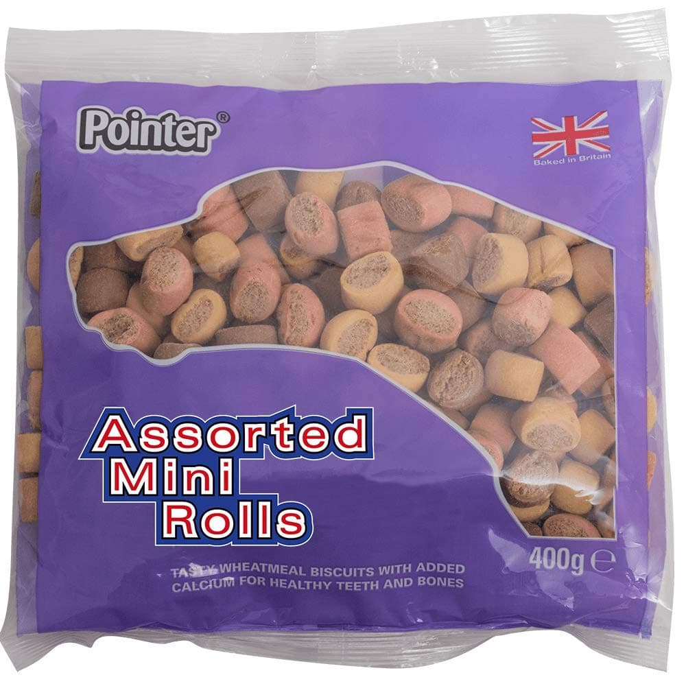Foldhill Pointer - Assorted Mini Rolls - Dog Treats Enriched With Vitamins and Minerals, Oven-Baked Variety, (6 x 400g) - 2.4kg