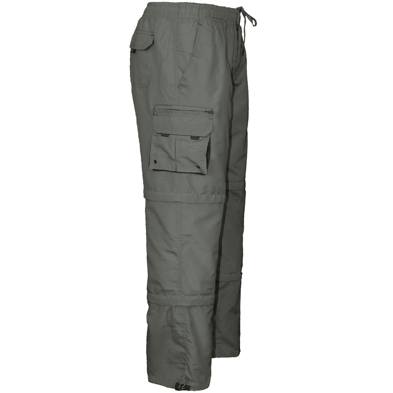 Mens 3 in 1 Elasticated Waist Summer Cargo Combat Trousers Lightweight Pants