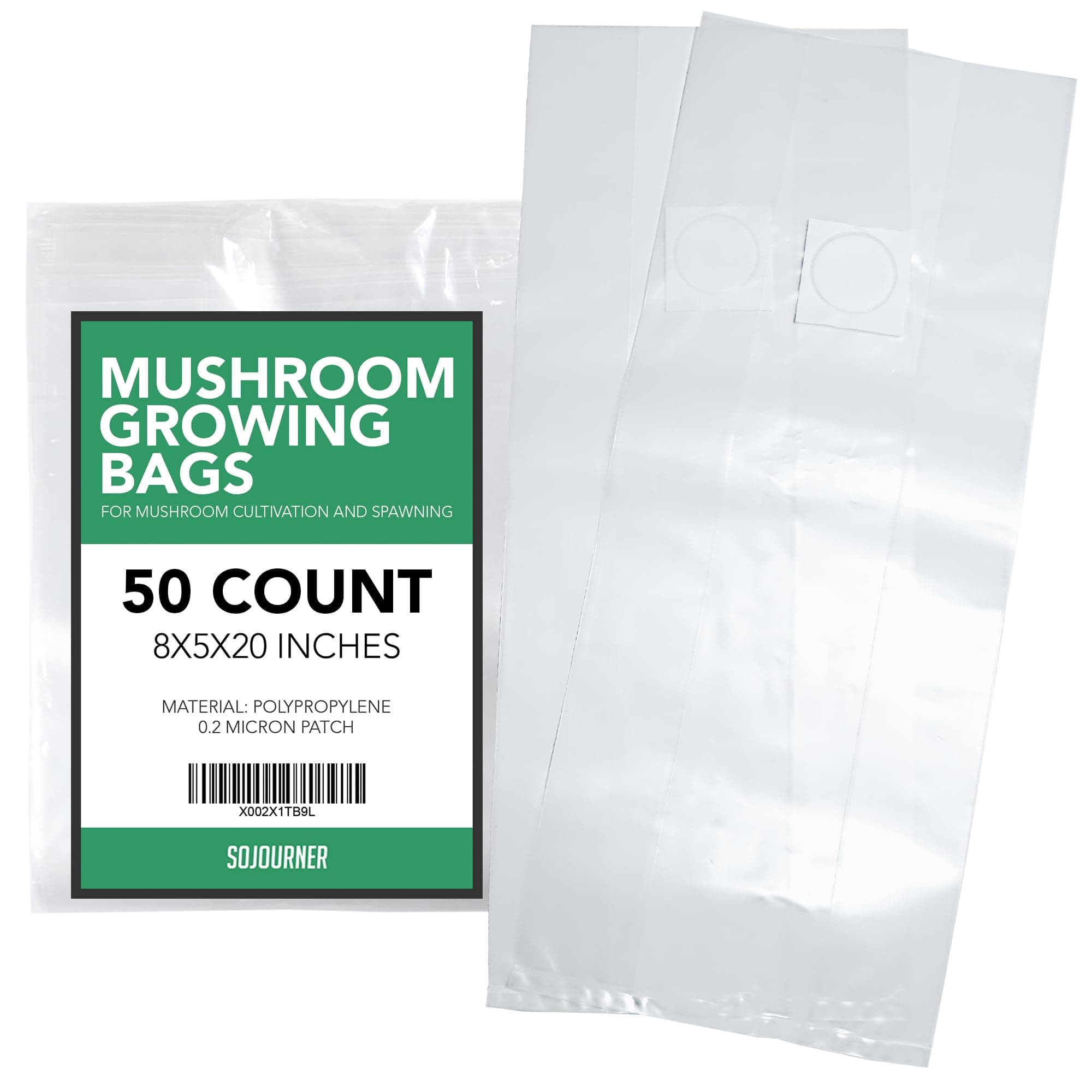 Mushroom Grow Bags (50 Pack) - 6 Mil Thick Autoclave Spawn Bags with 0.2 Micron Filter for Your Grain - Mycology Supplies - Large Size 8" x 5" x 20"