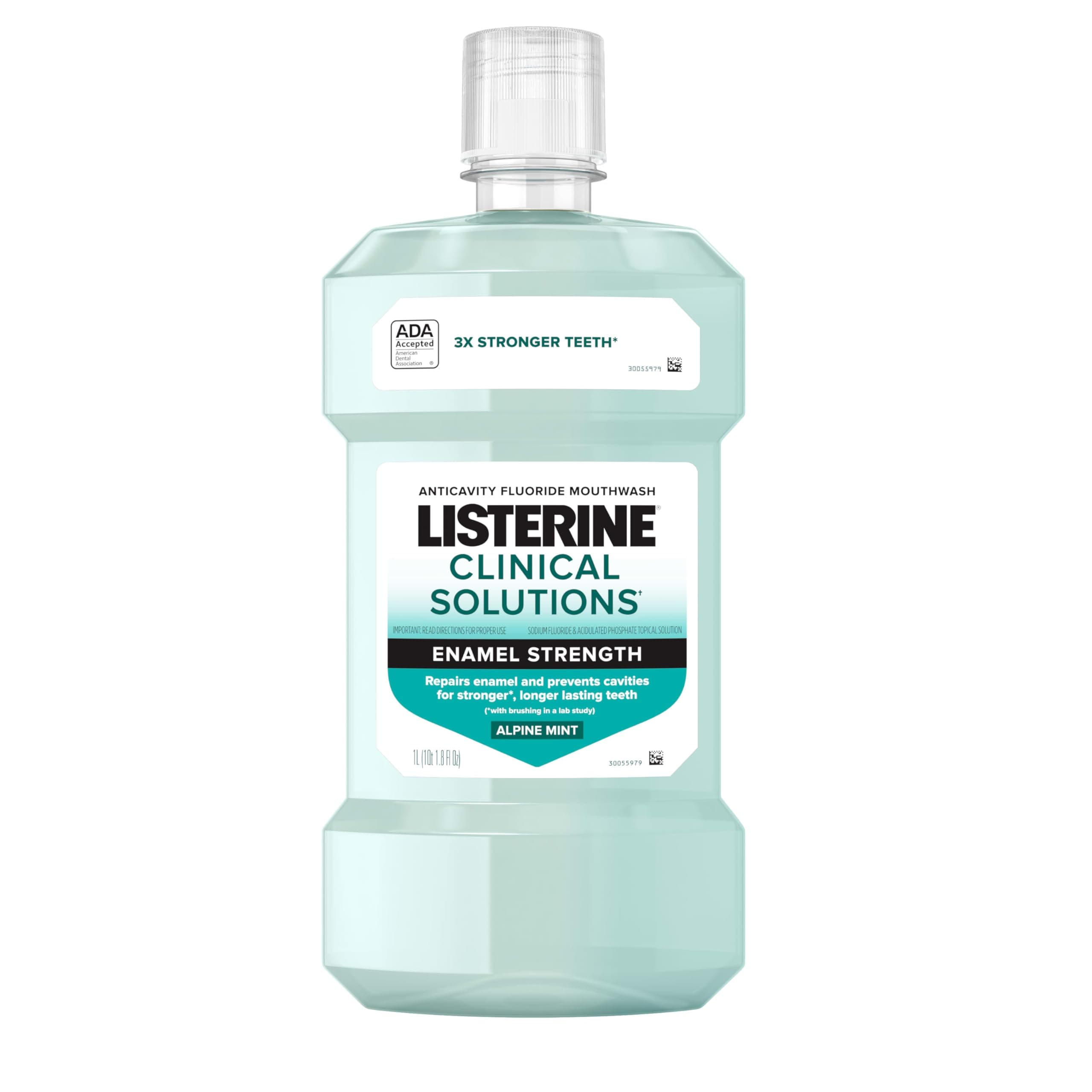Clinical Solutions Enamel Strength Mint Oral Rinse, Daily Anticavity Fluoride Mouthwash to Repair Tooth Enamel & Prevent Cavities for Stronger* Teeth, Alpine Mint, 1 L
