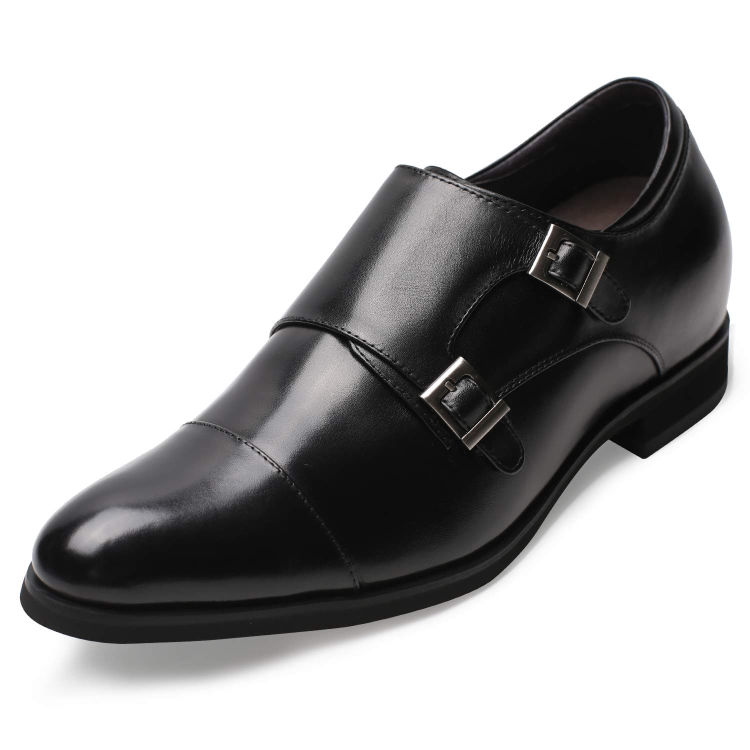 CHAMARIPAMen's Oxford Height Increasing Elevator Shoes Tuxedo Dress Shoes Genuine Leather 3.15'' Taller H62D11K011D, Black-h81x92k071d, 7