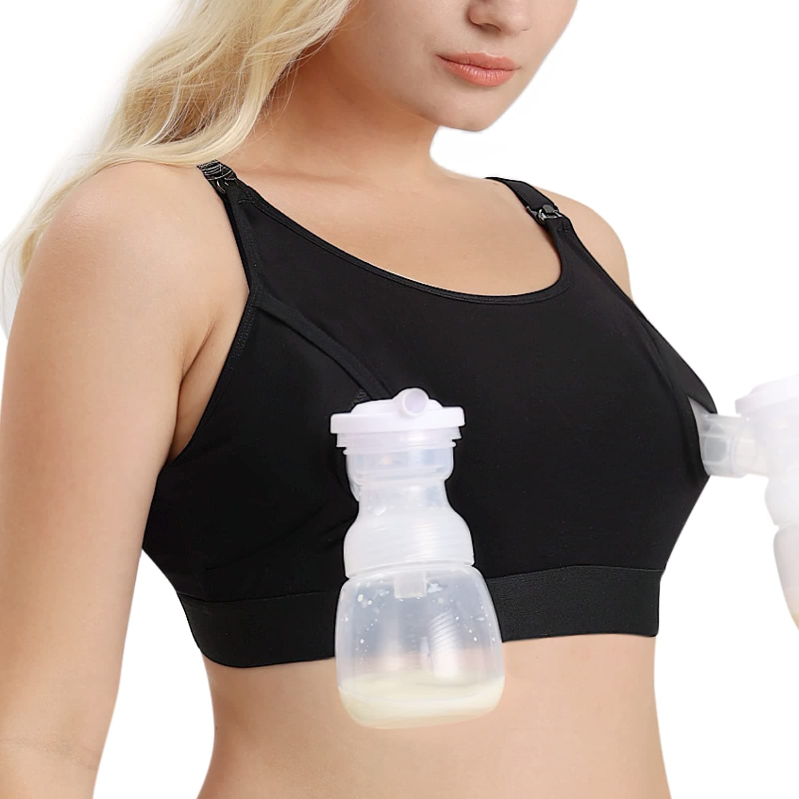 Hands Free Pumping Bra, Adjustable Breast-Pumps Holding and Nursing Bra, Pumping & Nursing Bra in One