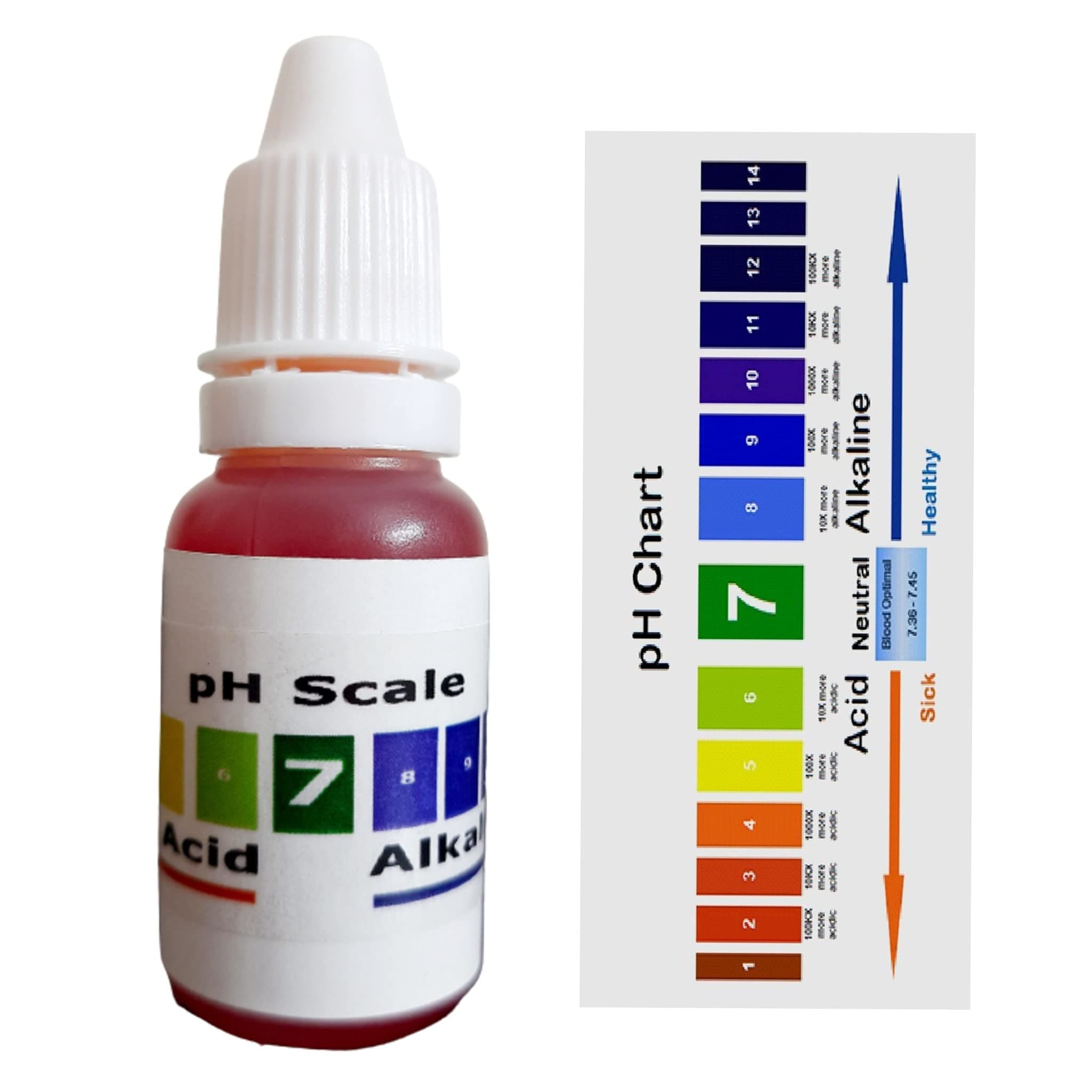 pH Drop for pH Testing and Alkaline level | pH Water Testing With pH Color Chart | pH Test Kit, Litmus liquid (15 ml)
