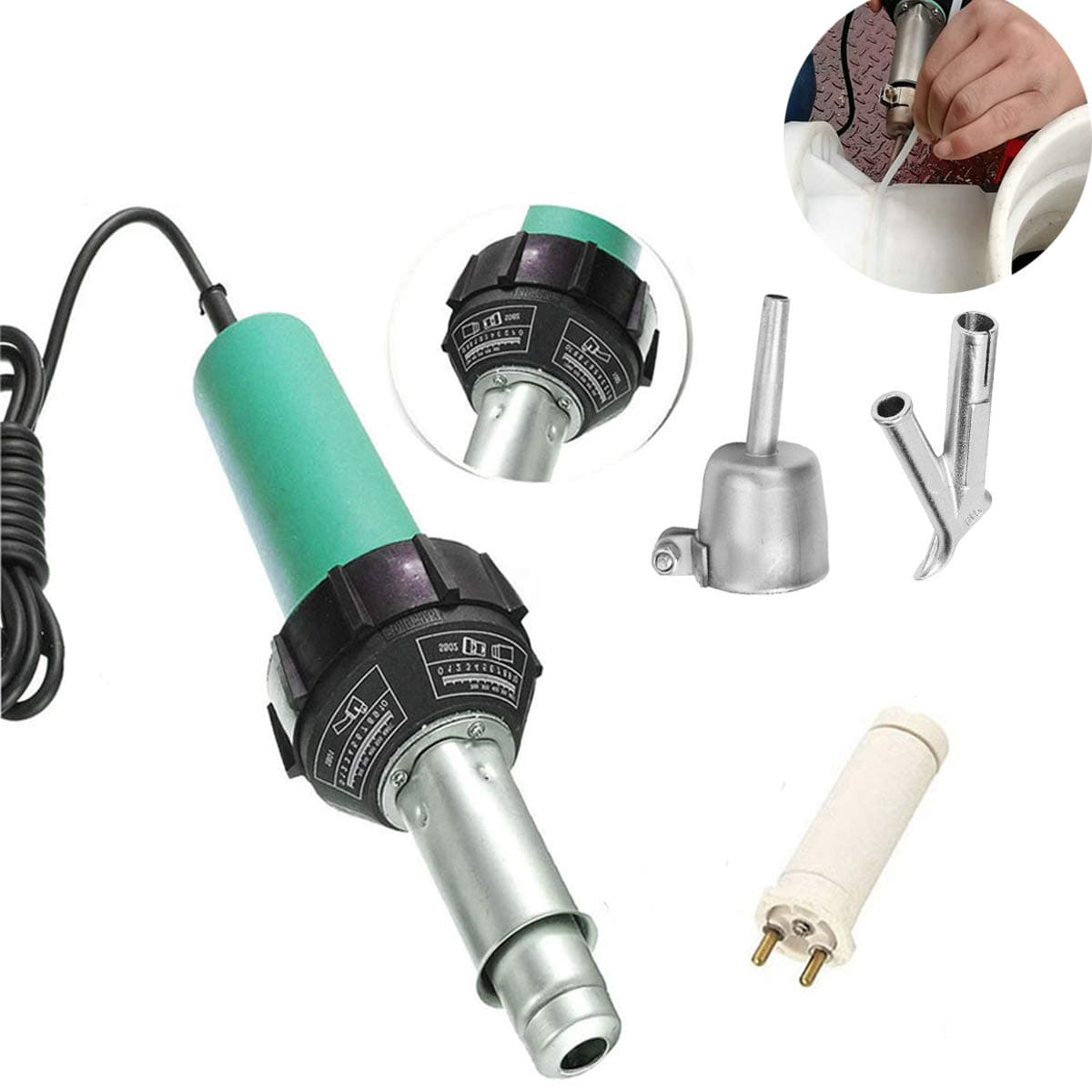 1600W Plastic Welding Kit Hot Air Torch Heat Gun Professional Plastic Welder Gun Kit Tool Handhold Pistol Soldering Industrial