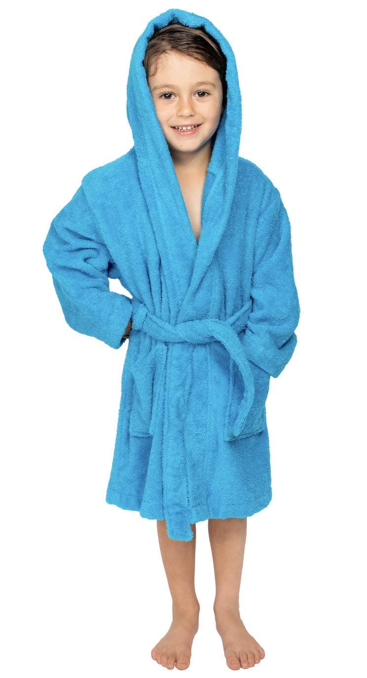 Organic Kids Robe - GOTS Certified Organic Turkish Cotton Unisex Hooded Bathrobe for Boys - Girls, Made in Turkey