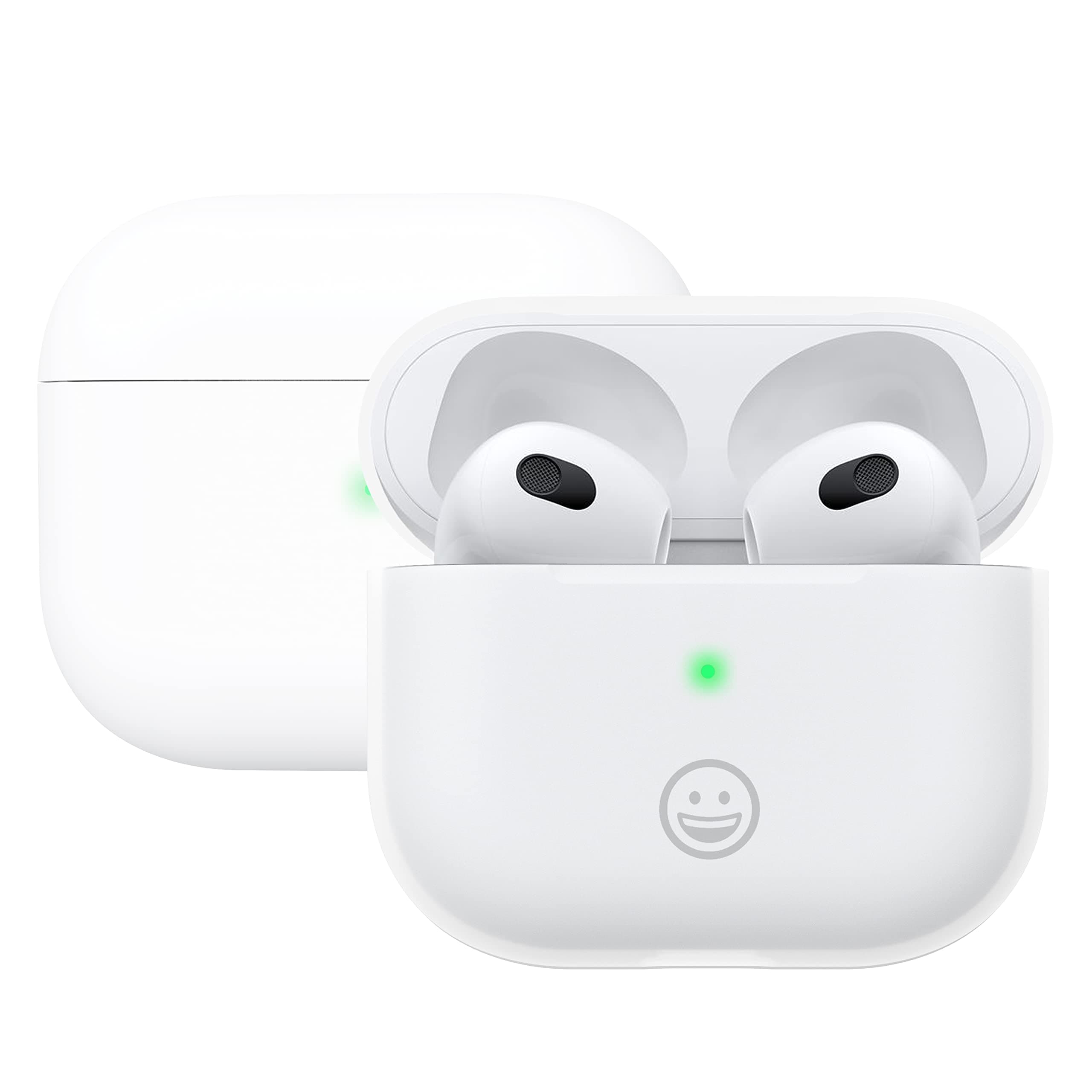 2 pack Silicone case Compatible with AirPods (3rd generation), [Front LED Visible][Support Wireless Charging] (White + Clear)