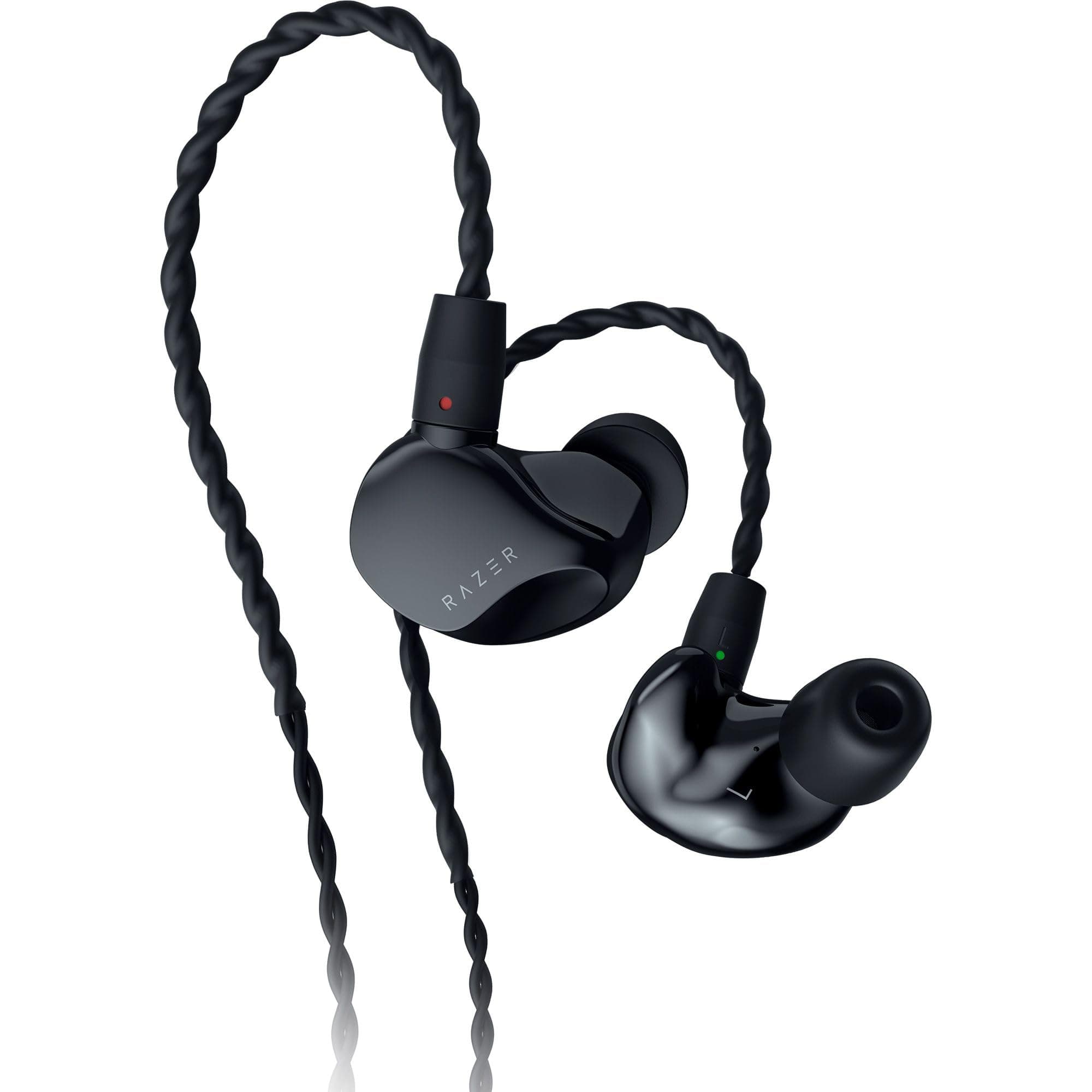 Moray in-Ear Monitor for Streaming: Hybrid Dual Driver Acoustic Design - Ergonomic Low Profile Shape - Passive Noice Isolation - Braided Over-Ear Wires - Custom Ear Tips & Carrying Case - Black