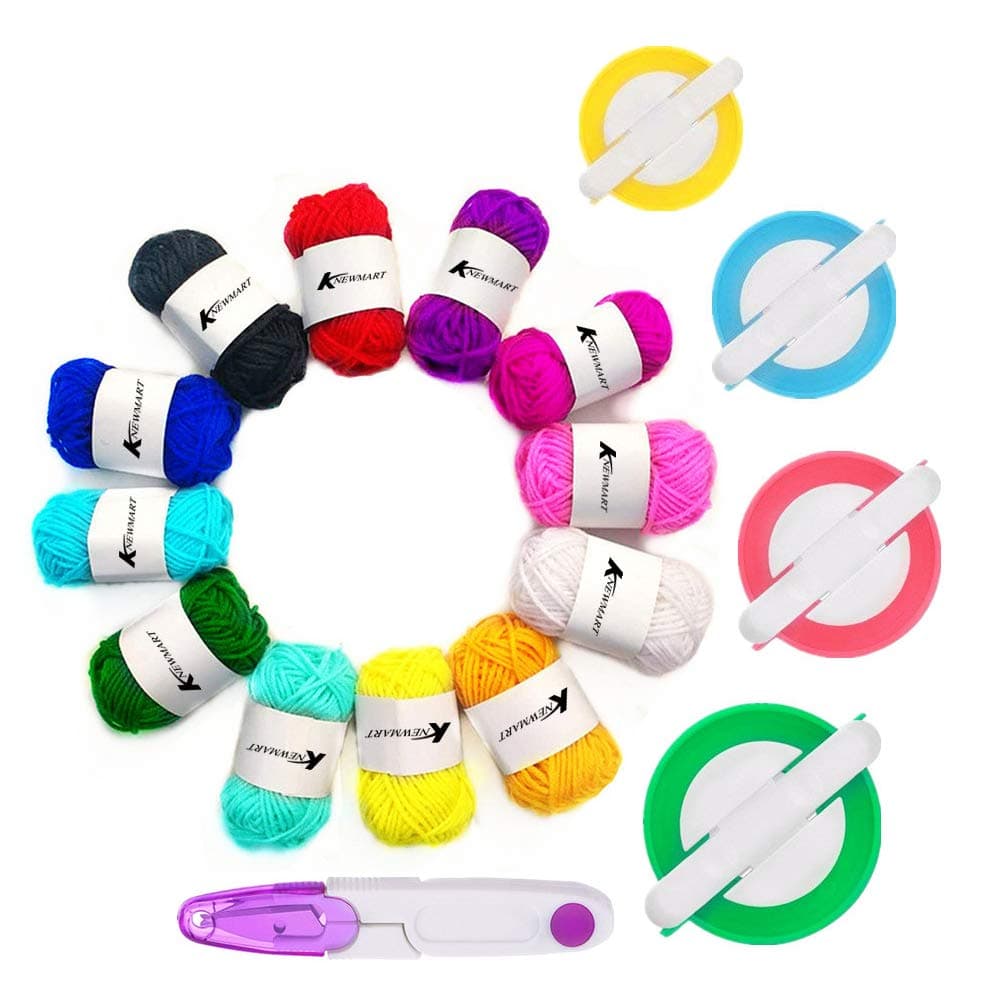 Knewmart Pompom Maker,4 Sizes Pom pom Makers for Fluff Ball Weaver Needle Craft DIY Wool Knitting Craft Tool Set Decoration (17)