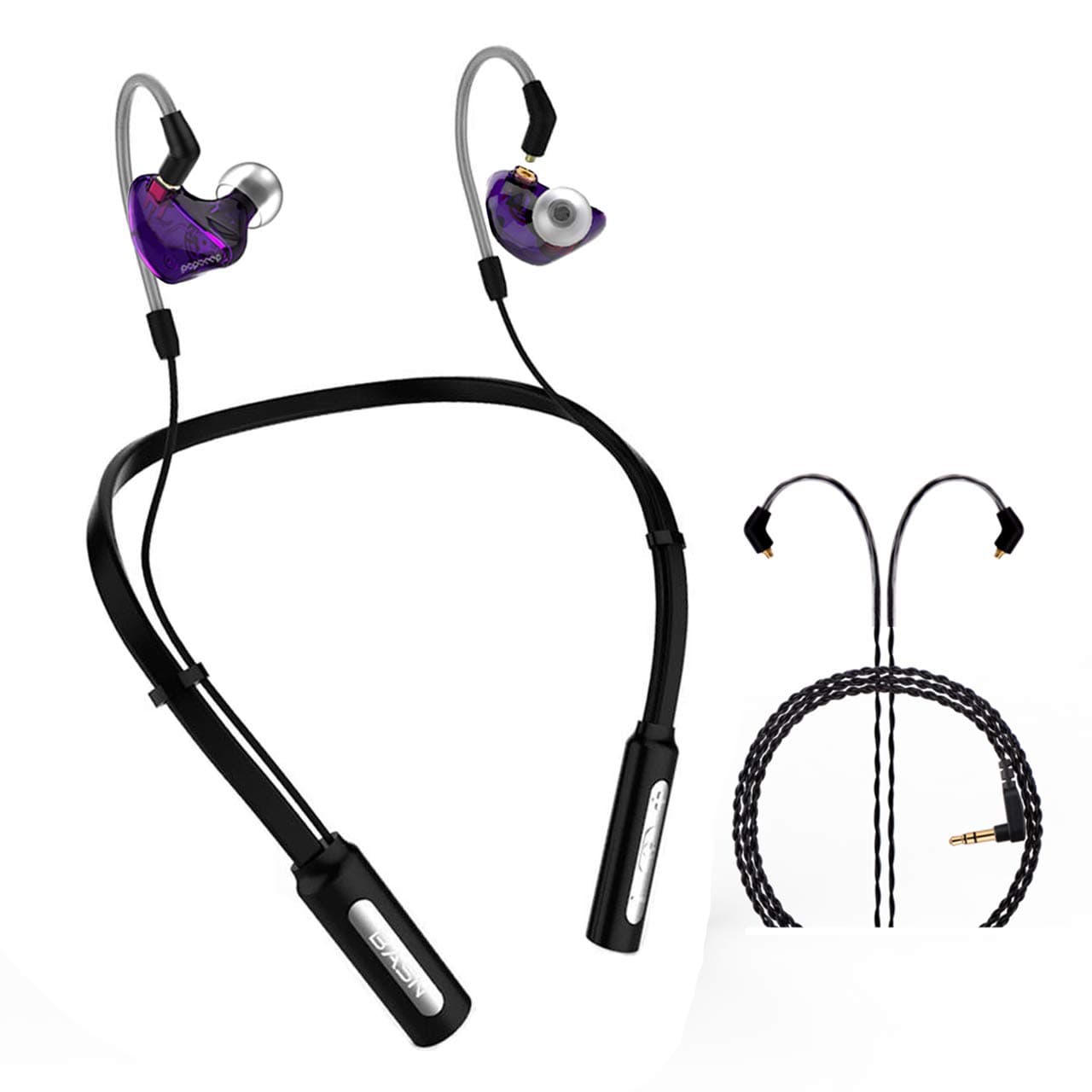 BASN Bluetooth Headphones, Wireless Neckband Headphones 10H Playtime, Bluetooth Headset W/Call Vibration Alert & Noise Isolation Mic, Bluetooth Earbuds (Wireless Violet)